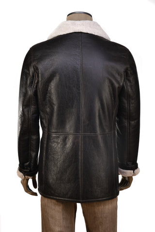 Hettabretz Leather Shearling Double-Breasted Overcoat