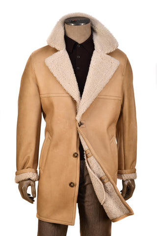 Hettabretz Leather Curly Shearling Overcoat