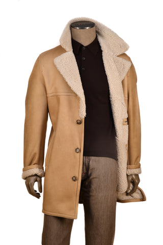 Hettabretz Leather Curly Shearling Overcoat