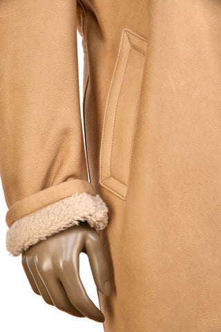 Hettabretz Leather Curly Shearling Overcoat
