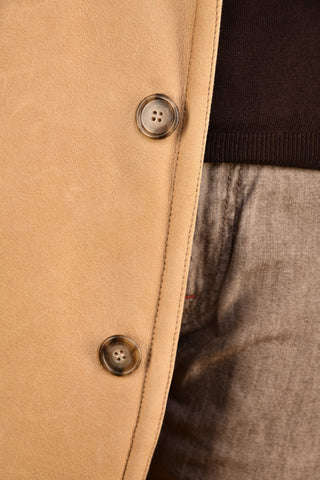 Hettabretz Leather Curly Shearling Overcoat