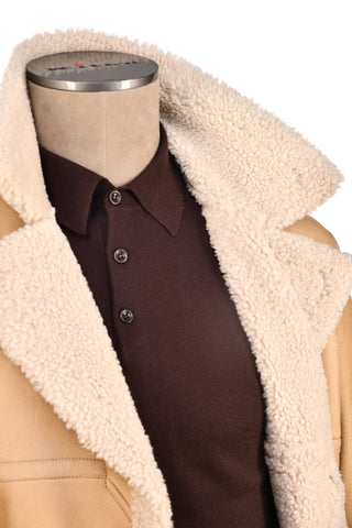 Hettabretz Leather Curly Shearling Overcoat