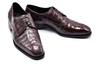 Castangia Midnight Brown Crocodile Skin Shoes
