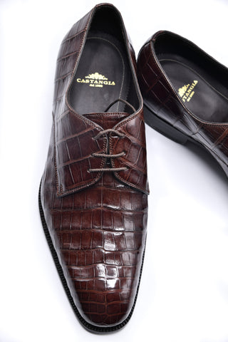 Castangia Midnight Brown Crocodile Skin Shoes