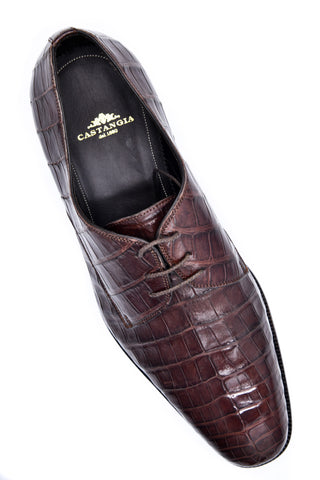 Castangia Midnight Brown Crocodile Skin Shoes