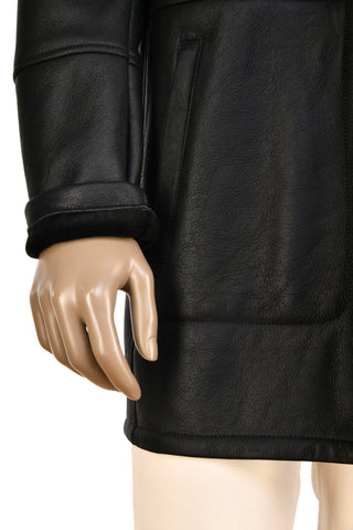 Hettabretz Leather Lightly-Lined Shearling Overcoat