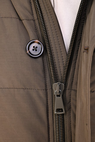 Eleventy Cotton-Wool Coat w/ Removable Coyote Fur Trim Hood