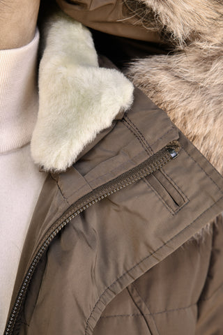 Eleventy Cotton-Wool Coat w/ Removable Coyote Fur Trim Hood