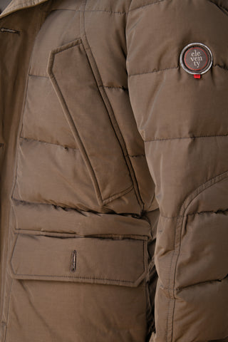 Eleventy Cotton-Wool Coat w/ Removable Coyote Fur Trim Hood