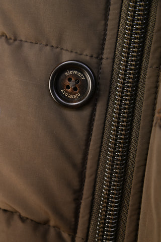 Eleventy Cotton-Wool Coat w/ Removable Coyote Fur Trim Hood