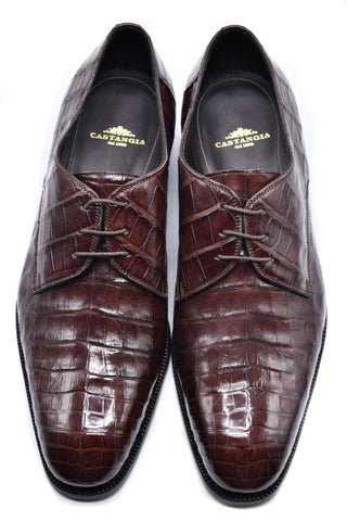 Castangia Midnight Brown Crocodile Skin Shoes