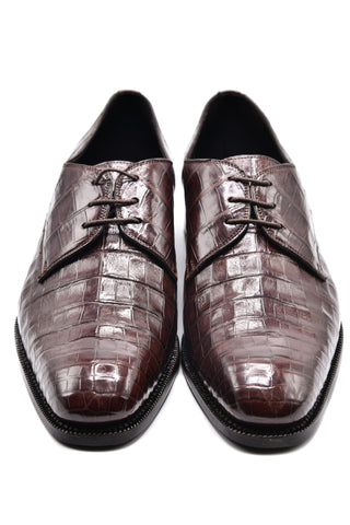 Castangia Midnight Brown Crocodile Skin Shoes