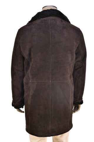 Hettabretz ISA Brown Suede Curly Shearling Overcoat