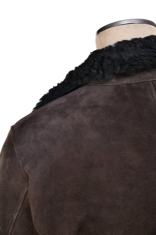 Hettabretz ISA Brown Suede Curly Shearling Overcoat