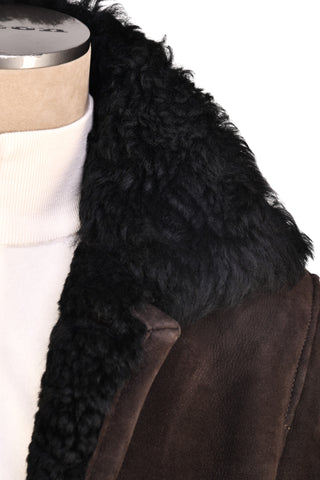 Hettabretz ISA Brown Suede Curly Shearling Overcoat