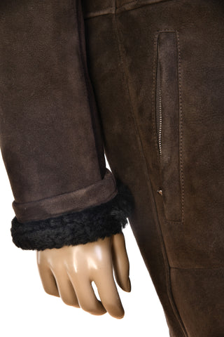 Hettabretz ISA Brown Suede Curly Shearling Overcoat