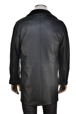 Hettabretz Leather Lightly-Lined Shearling Overcoat