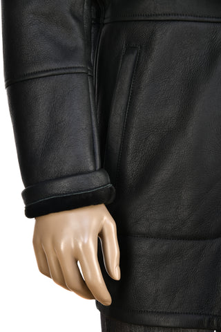 Hettabretz Leather Lightly-Lined Shearling Overcoat