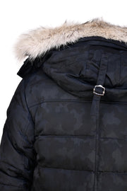 Eleventy Camo Nylon-Wool Coat w/ Removable Coyote Fur Trim Hood