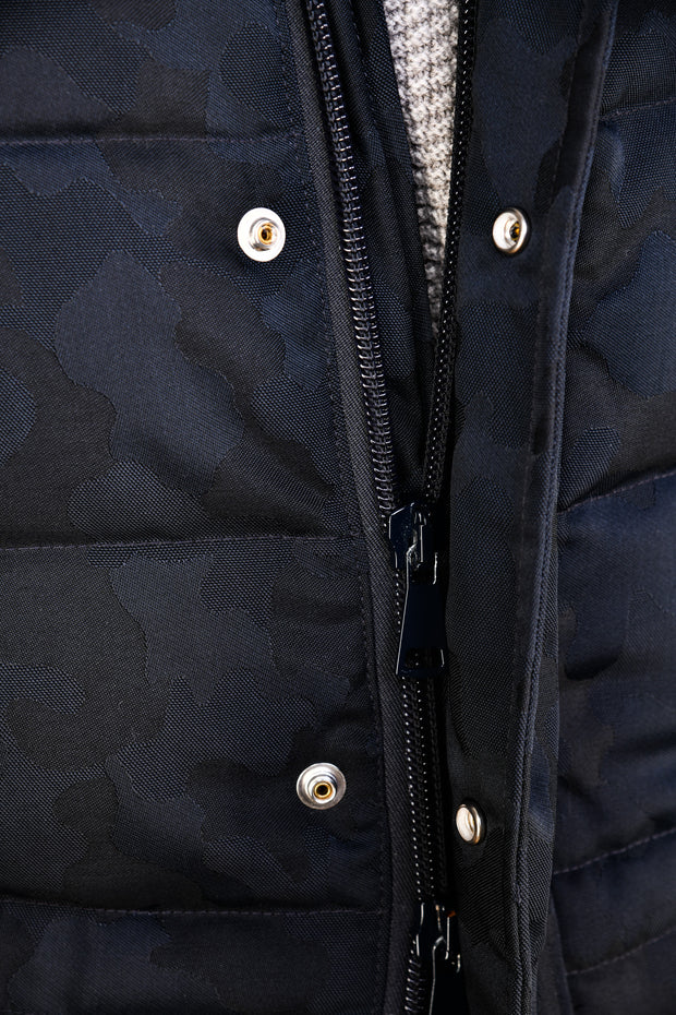 Eleventy Camo Nylon-Wool Coat w/ Removable Coyote Fur Trim Hood