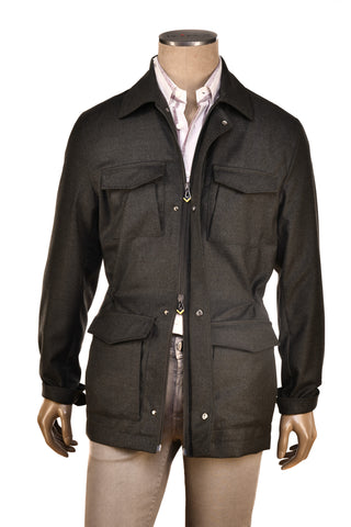 Sartorio Marled Virgin Wool Zip-Up Overcoat
