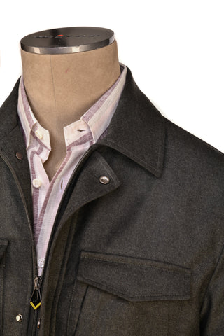 Sartorio Marled Virgin Wool Zip-Up Overcoat