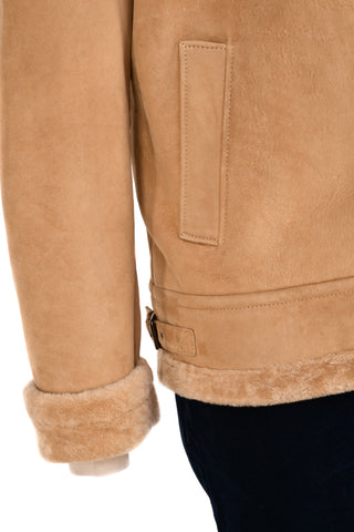 Hettabretz Suede Belted Shearling Overcoat