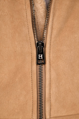 Hettabretz Suede Belted Shearling Overcoat