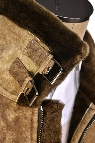 Hettabretz Suede Belted Shearling Overcoat