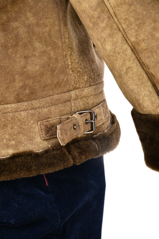 Hettabretz Suede Belted Shearling Overcoat