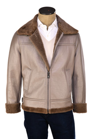 Hettabretz Leather Belted Shearling Overcoat
