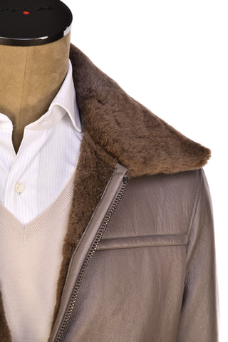 Hettabretz Leather Belted Shearling Overcoat