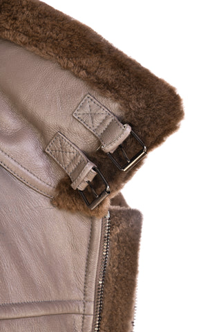 Hettabretz Leather Belted Shearling Overcoat