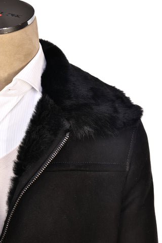 Hettabretz Suede Belted Shearling Overcoat
