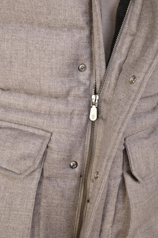 Eleventy Cotton-Wool Coat w/ Removable Coyote Fur Trim Hood