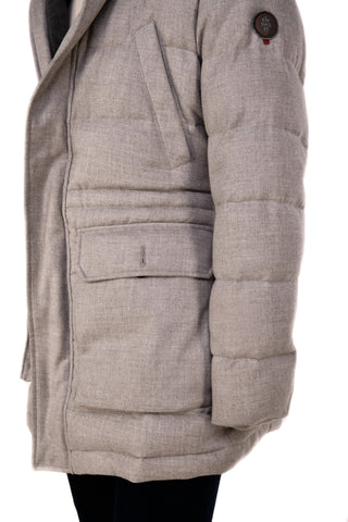 Eleventy Cotton-Wool Coat w/ Removable Coyote Fur Trim Hood