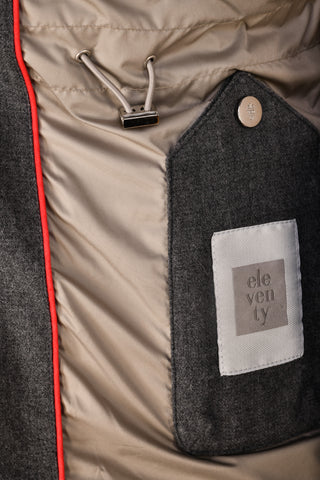 Eleventy Cotton-Wool Coat w/ Removable Coyote Fur Trim Hood