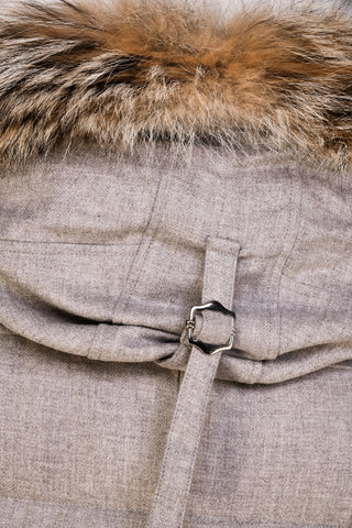 Eleventy Cotton-Wool Coat w/ Removable Coyote Fur Trim Hood