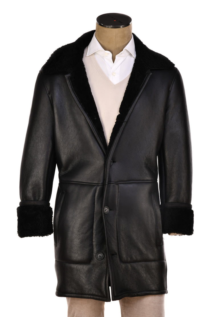 Hettabretz Leather Shearling Overcoat