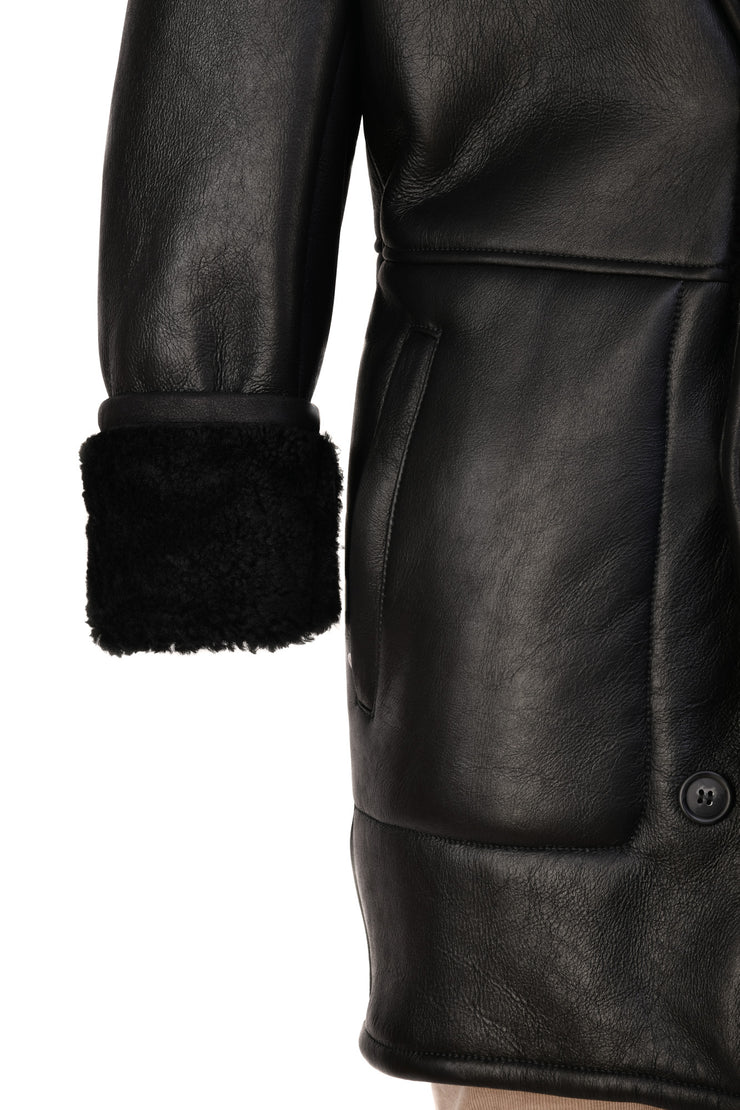 Hettabretz Leather Shearling Overcoat