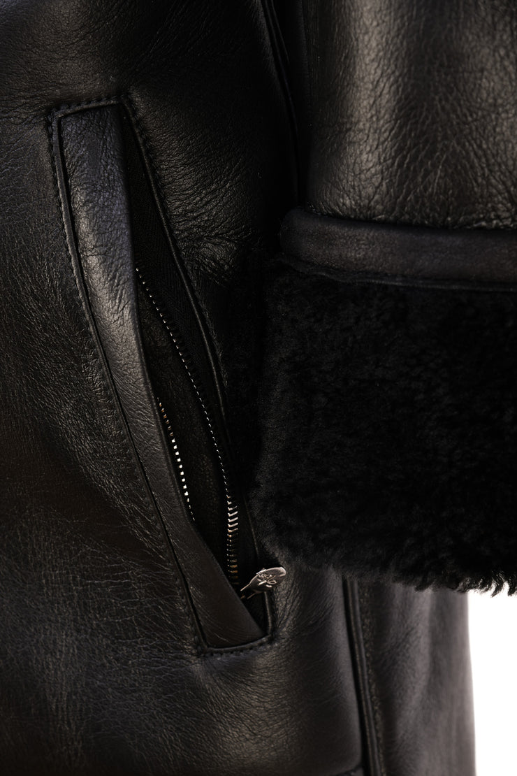 Hettabretz Leather Shearling Overcoat