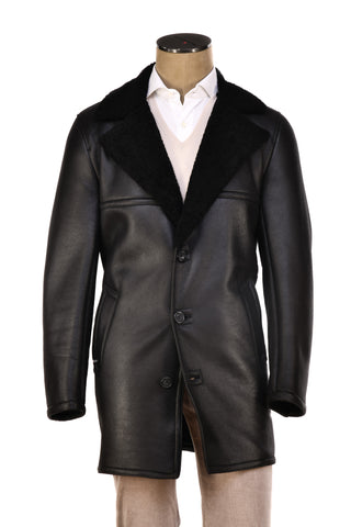 Hettabretz Leather Shearling Overcoat