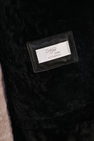 Hettabretz Black Suede Textured Shearling Overcoat