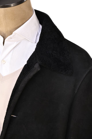 Hettabretz ISA Black Suede Shearling Overcoat