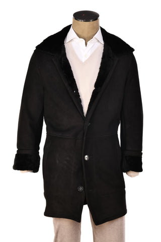 Hettabretz ISA Black Suede Shearling Overcoat