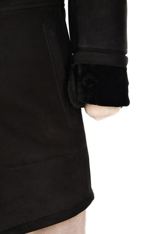 Hettabretz ISA Black Suede Shearling Overcoat