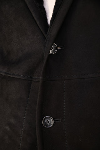Hettabretz ISA Black Suede Shearling Overcoat