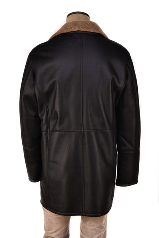 Hettabretz ISA Midnight Brown Leather Shearling Overcoat