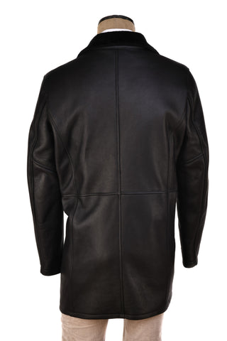 Hettabretz ISA Black Leather Buttoned Shearling Coat