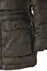 Eleventy Camo Nylon-Wool Coat w/ Removable Coyote Fur Trim Hood